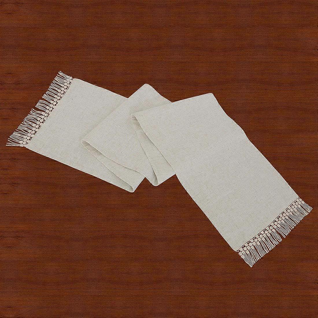 Caminho de mesa ou cachecol para cômoda com franjas, forro em cor natural (14 x 48 polegadas)