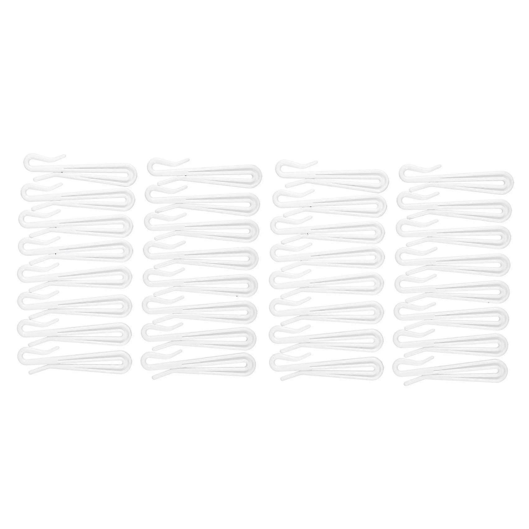 Plastic Window Curtain Hooks 16 Pcs White