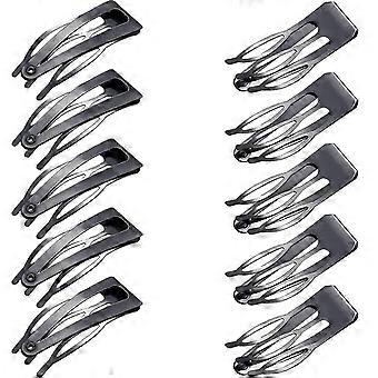 24 fermagli per capelli a doppia presa, fermagli in metallo con chiusura a scatto, mollette per capelli per acconciature, forniture per saloni (nero ferro)_yxxj