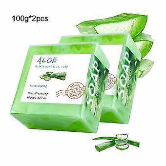Handmade Aloe Vera Soap Set 2 Pcs, Moisturizing Deep Cleansing Bar with Essential Oils, Natural Gift for Face and Body Men Women