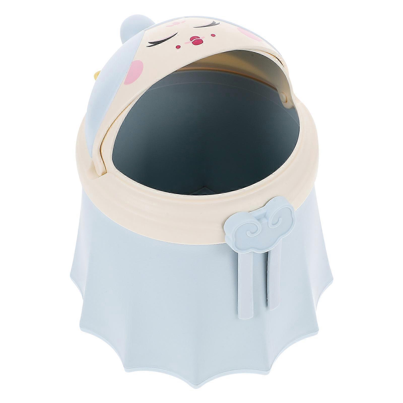 Blue Cartoon Shape Trash Can Mini Table Trash Bin for Storage PP