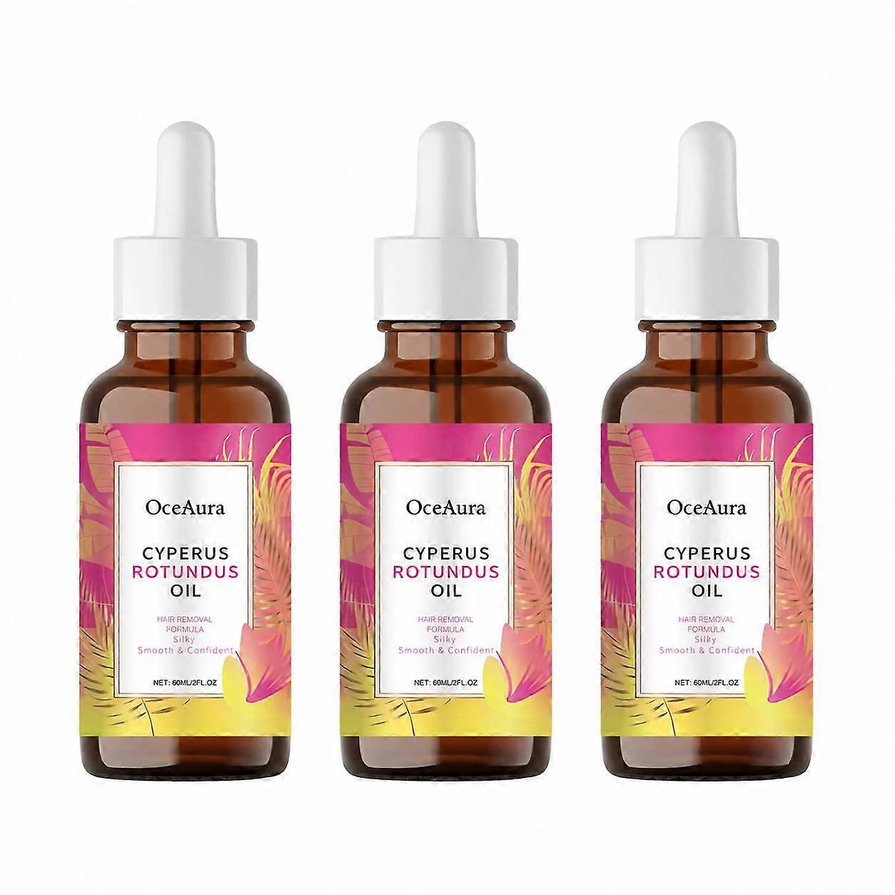 3x Olio di Cyperus Rotundus - Per la depilazione, idratante e lenitivo. Olio di Cyperus per ridurre la crescita dei peli del corpo, 60 ml di olio naturale di Cyperus Rotundus.