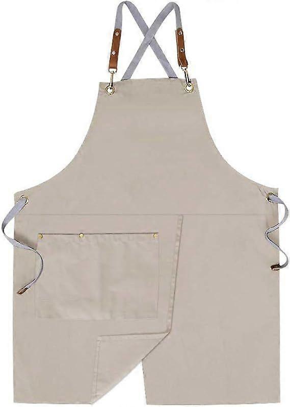 nice Cross back apron with pockets, slit apron with adjustable shoulder straps