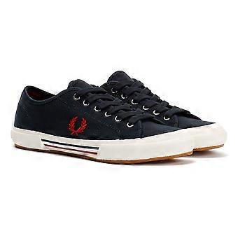 Scarpe da ginnastica da uomo Fred Perry B708 ​​Vintage Tennis in tela, blu navy/rosse