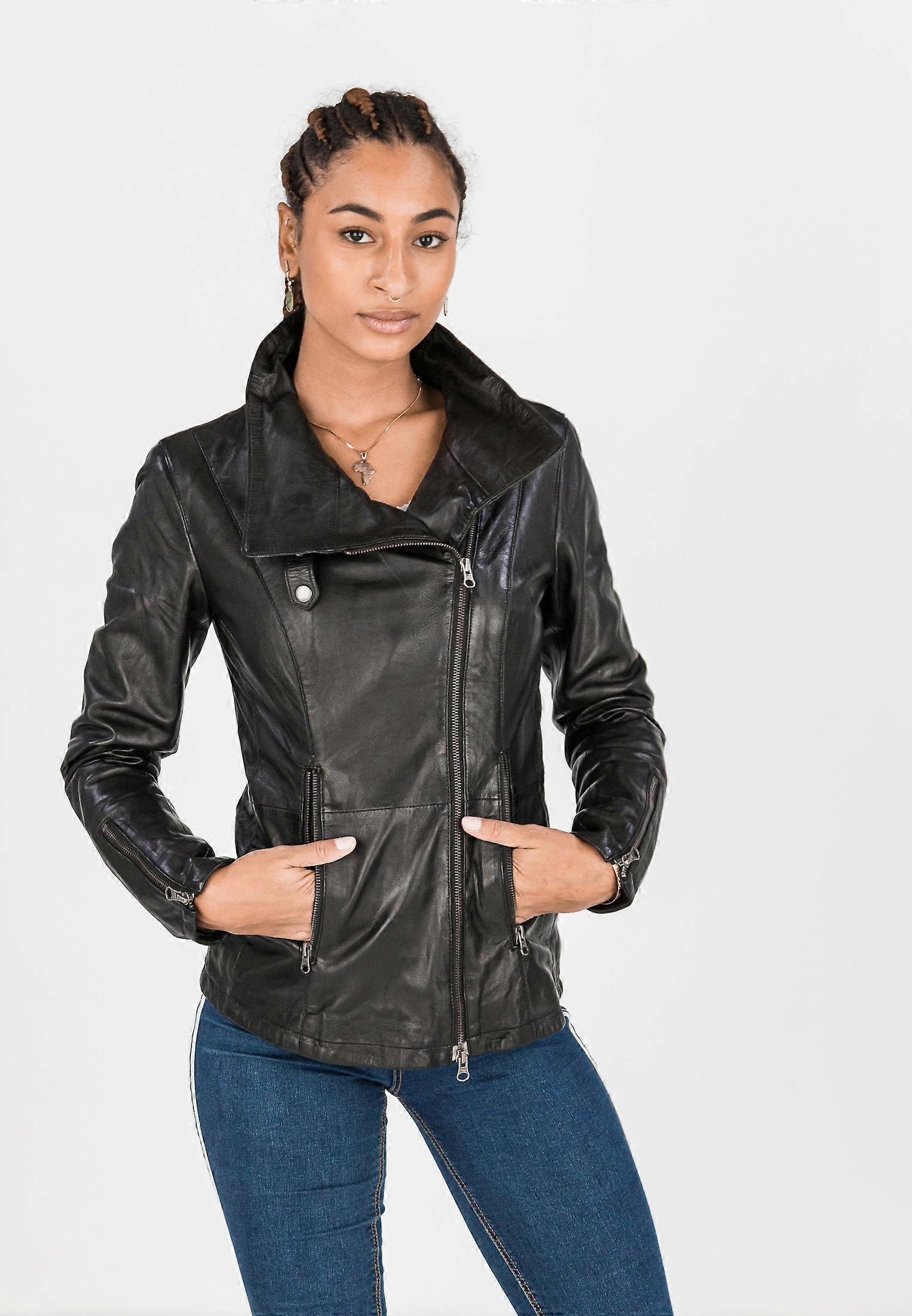 Women's leather jacket Melissa with stand-up collar