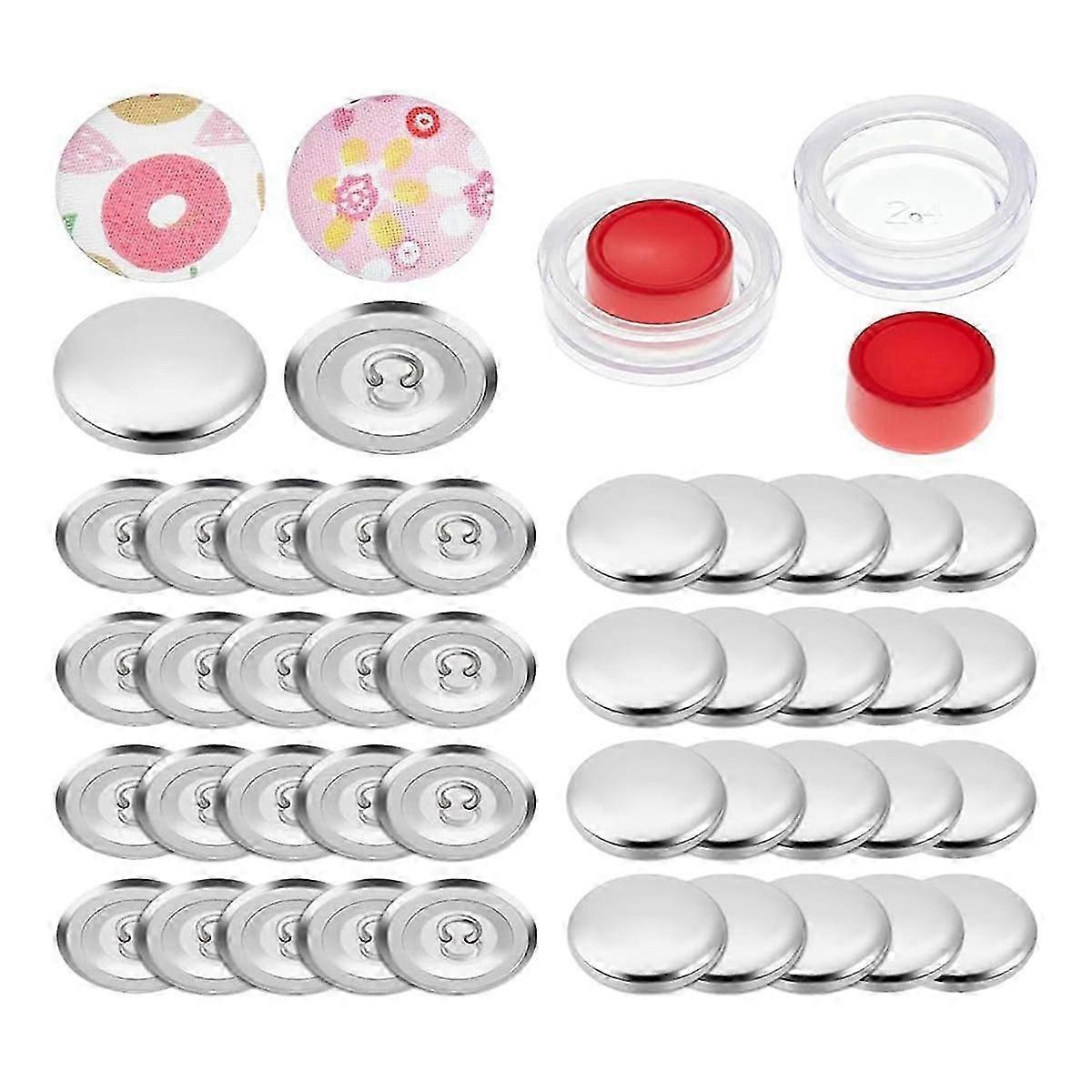 100 Sets Cover Button Kit with Tools,Fabric Button Making Kit,Fabric Cloth Covered Flat Back Buttons
