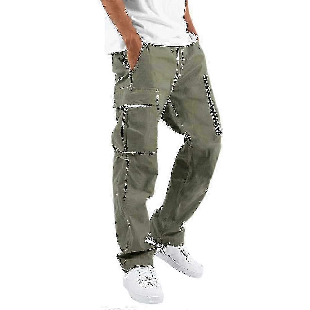 Men's Green Tactical Work Pants with Cargo Features