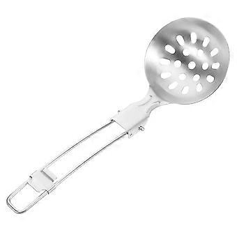 Folding Spoon Stainless Steel Slotted Utensil for Camping Silver Outdoor Tool