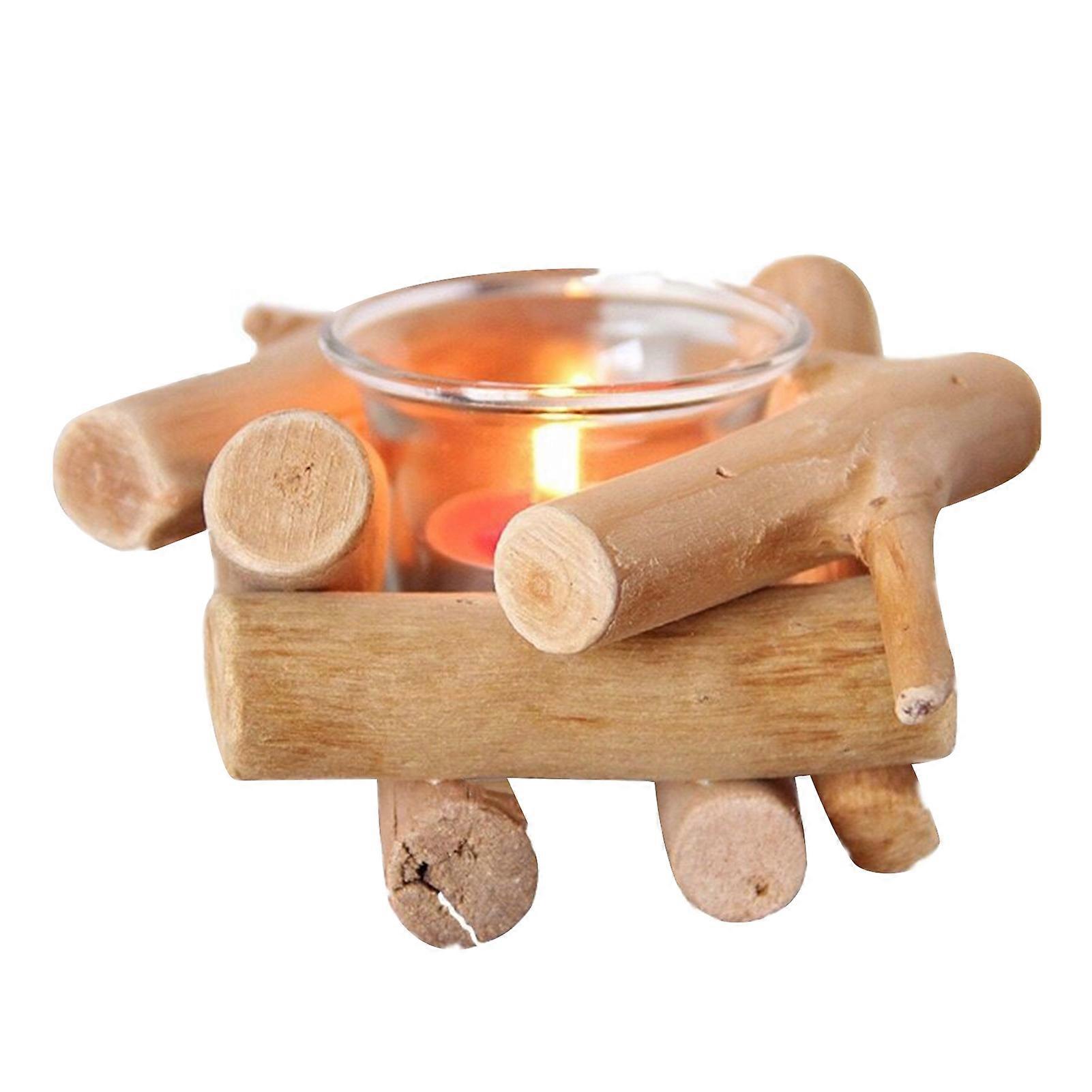 Driftwood Candlestick Handmade Rustic Tealight Holder Decor