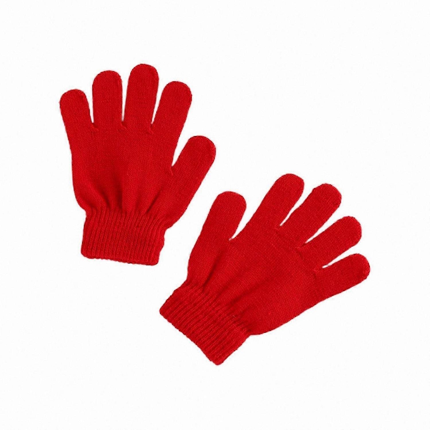 Soft Knitted Gloves for Kids with Split Finger Design in Solid Colors