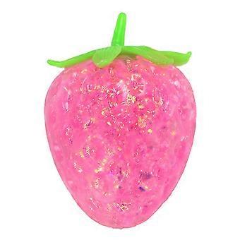 Strawberry Squeeze Toy TPR Slow Rising Glitter Fidget for Stress Relief Cute Fruit Shape Bouncing Fun