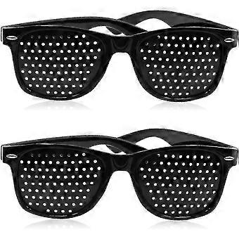 2 Pcs Black Unisex Pinhole Glasses, Effective Vision Improvement & Eyesight Strengthening Tool