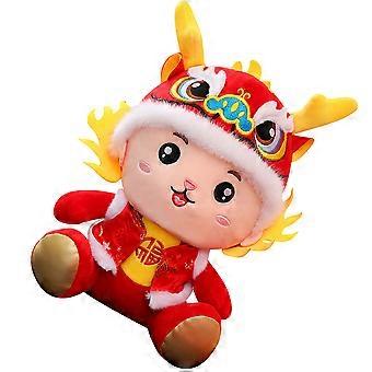 Plush Dragon Doll for Decoration Red Stuffed Animal Chinese New Year Doll