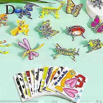 Rompecabezas educativo 3D de dibujos animados para niños, rompecabezas de cartón de 25 piezas con diseños de insectos, animales, dinosaurios y aviones.