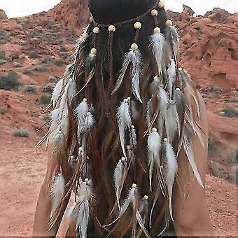 Indian Feather Headband Accessories - Native American Tribal Costume Head Dress With Feathers For Women And Kids