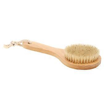 Schrobborstel voor in de spa, doucheborstel voor volwassenen, badborstel met lange houten steel, geschikt voor de badkamer, lichaam, rug en douche.