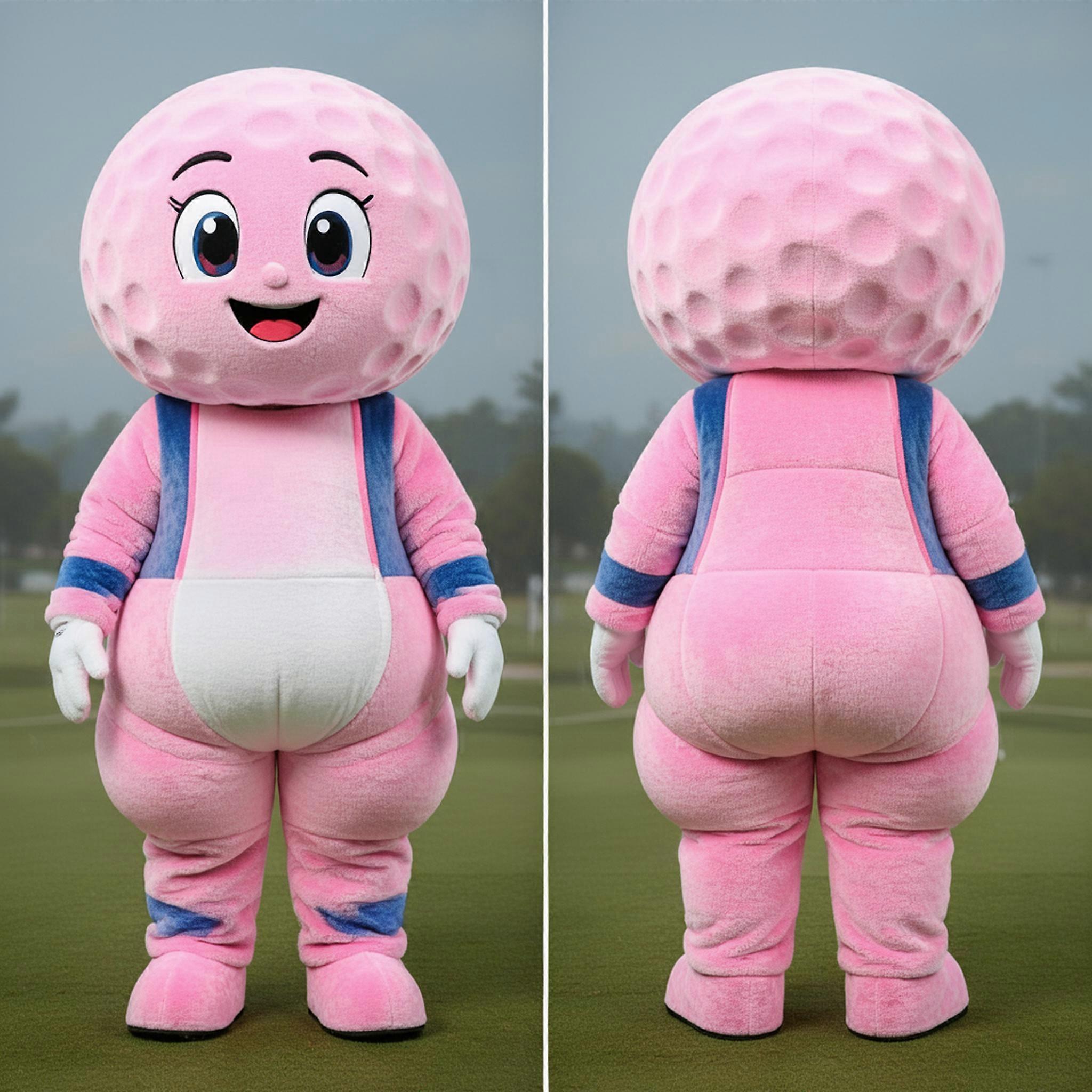 MASTICOT Vibrant Pink Spherical Golf Ball Mascot