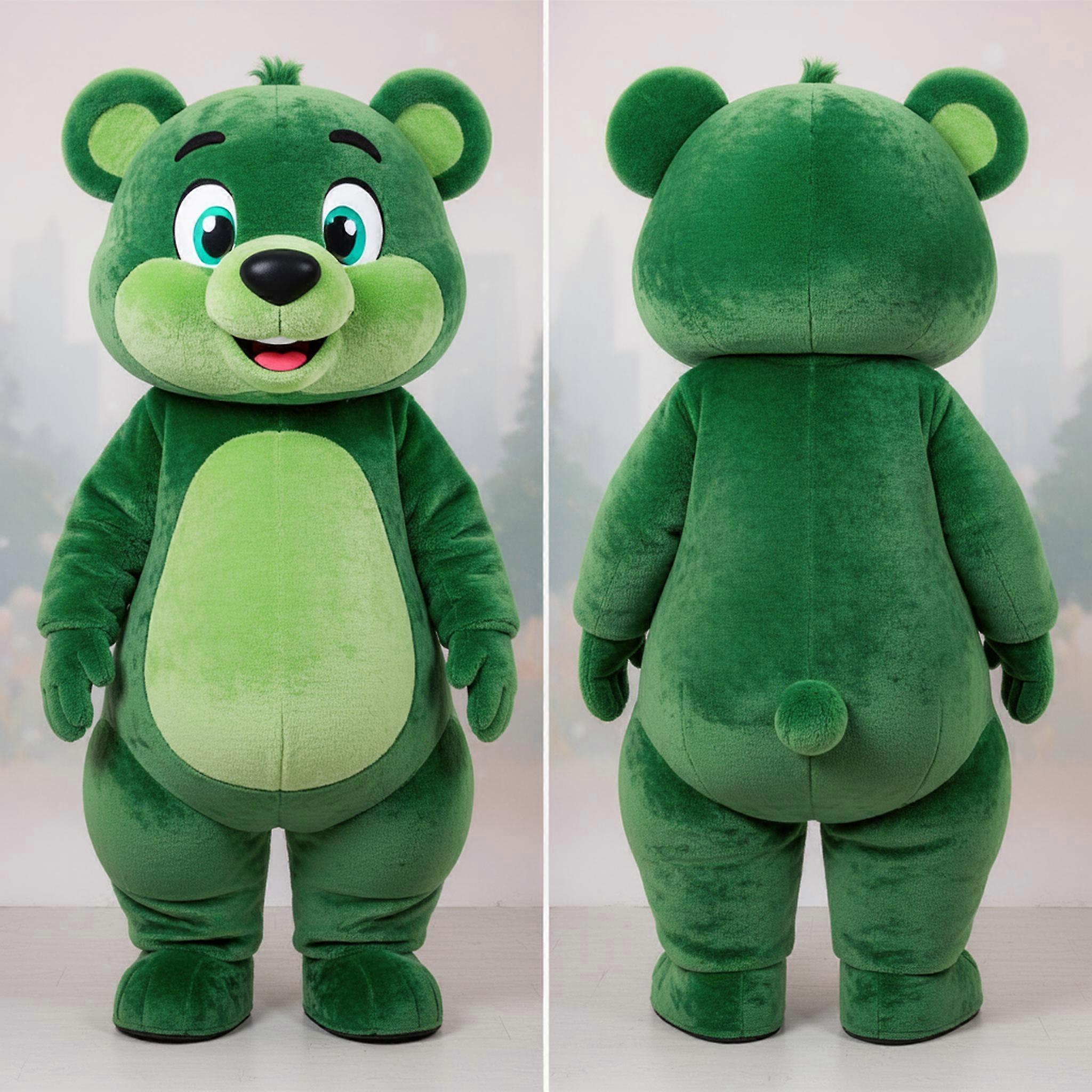 MASTICOT Forest Green Cheerful Bear Mascot