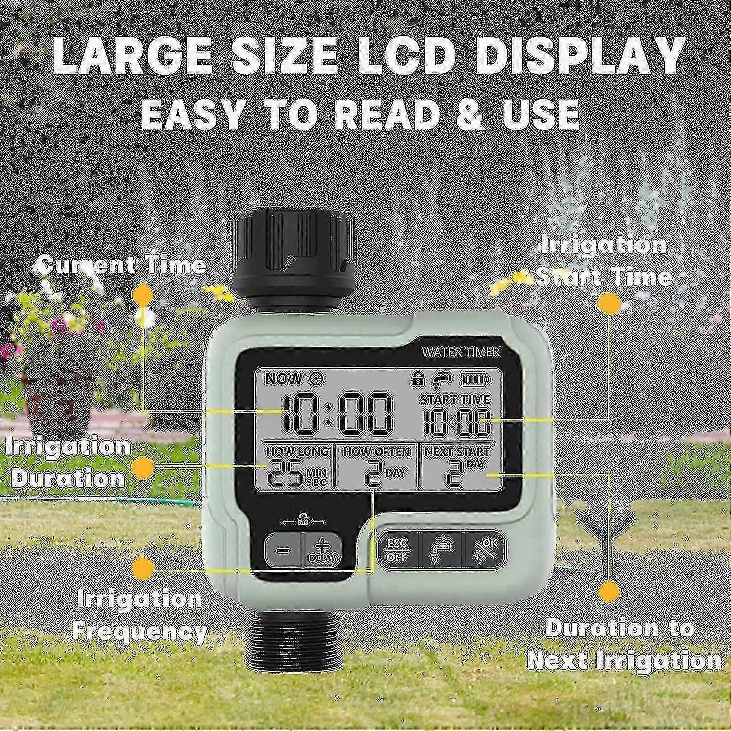 Watering Controller, 1 Second - 99 Minutes Timer, Easy to Install and Low Battery Proof