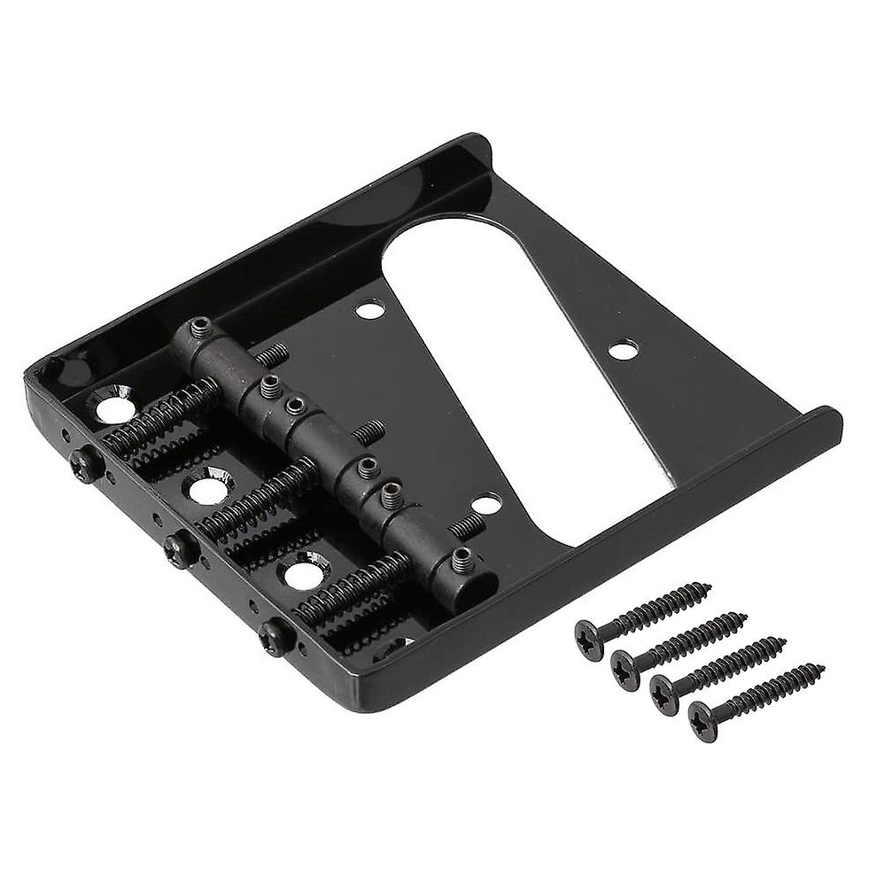 3 Saddle Ashtray Bridge Tailpiece for Tele Electric Guitar (Black)