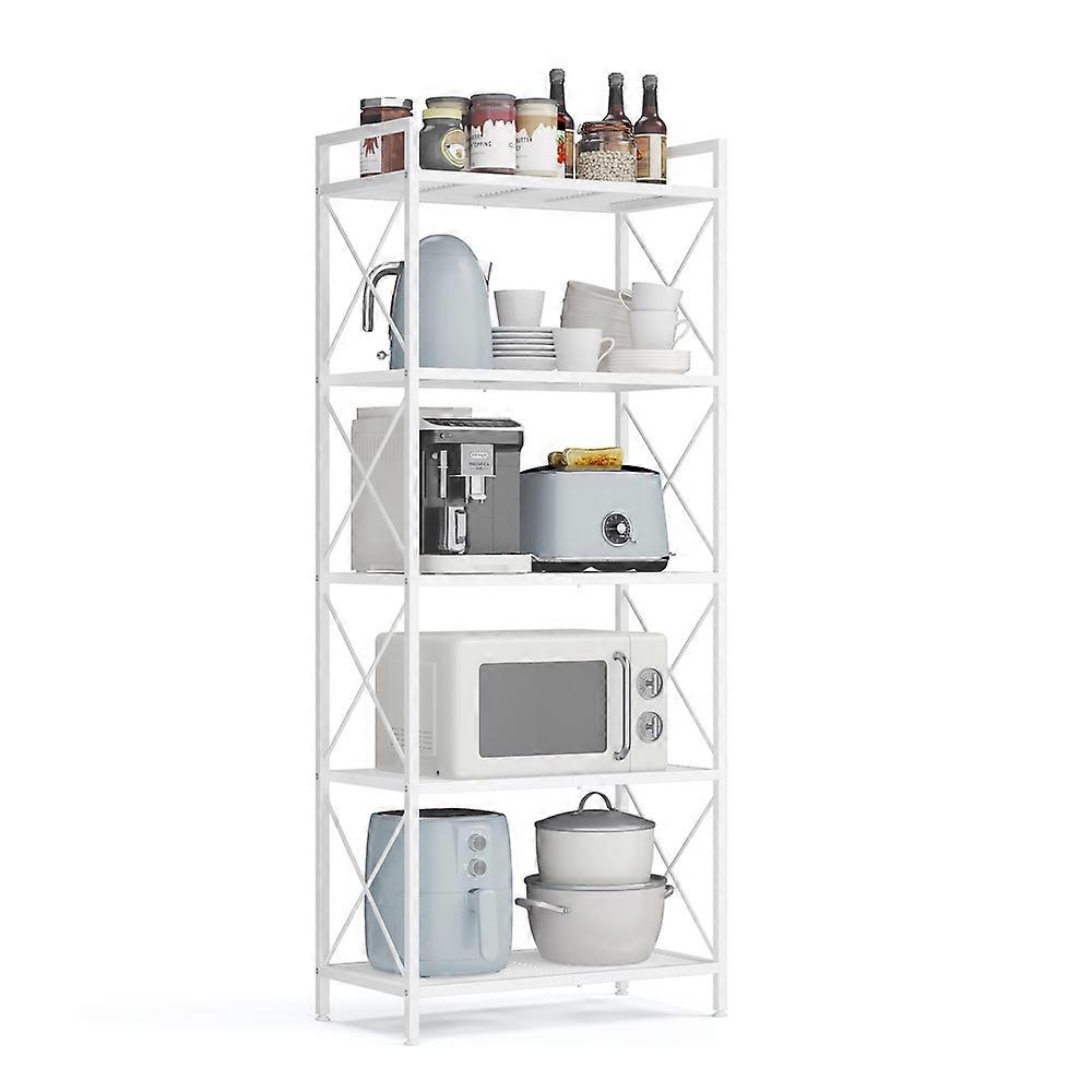 Metal storage shelving unit with X side frames for kitche