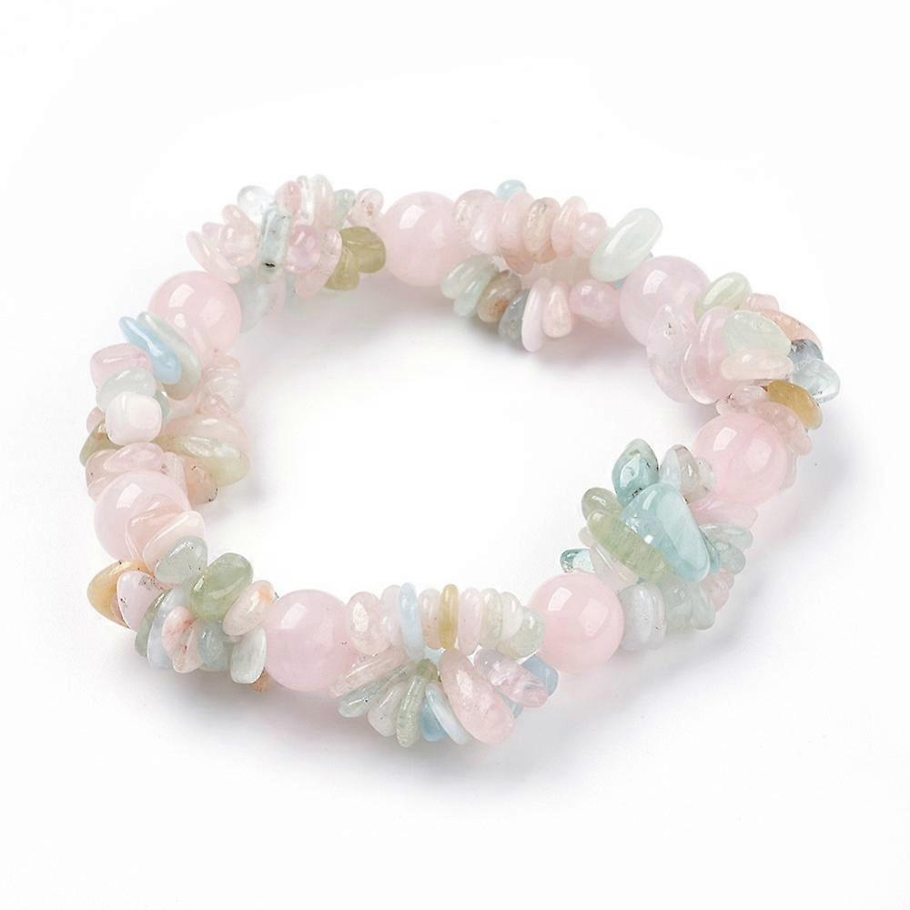 5pcs Morganite Stretch Bracelets Inner Diameter: 2.17 inch(5.5cm)