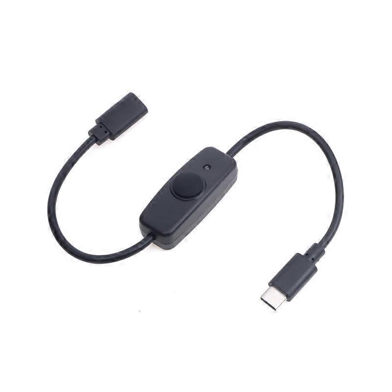 1Pc USB Type C With ON/OFF Switch Power Button 28CM Charging Extension Cable Universal Type-C