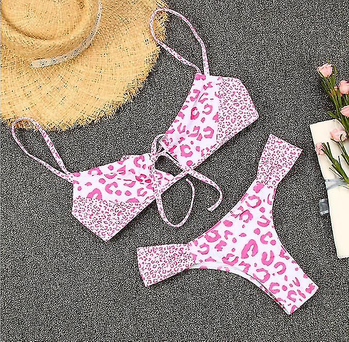 Patchwork Leopard Polka Dot Bikinis Sexy Traje de Baño Mujeres