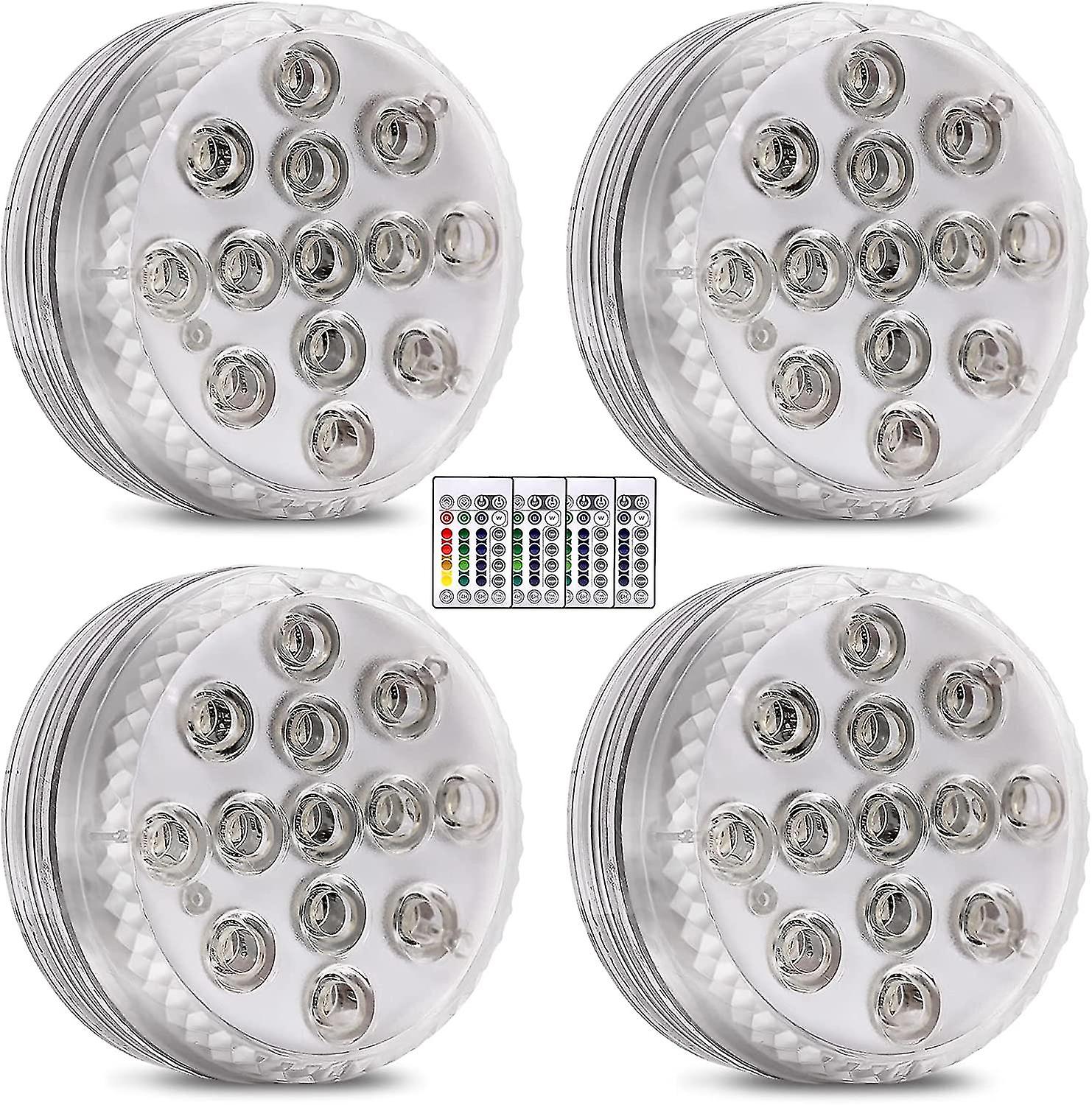 4 Pack Submersible Led Lights With Remote Control Rgb Multicolor Led Pond Lighting Set  hy