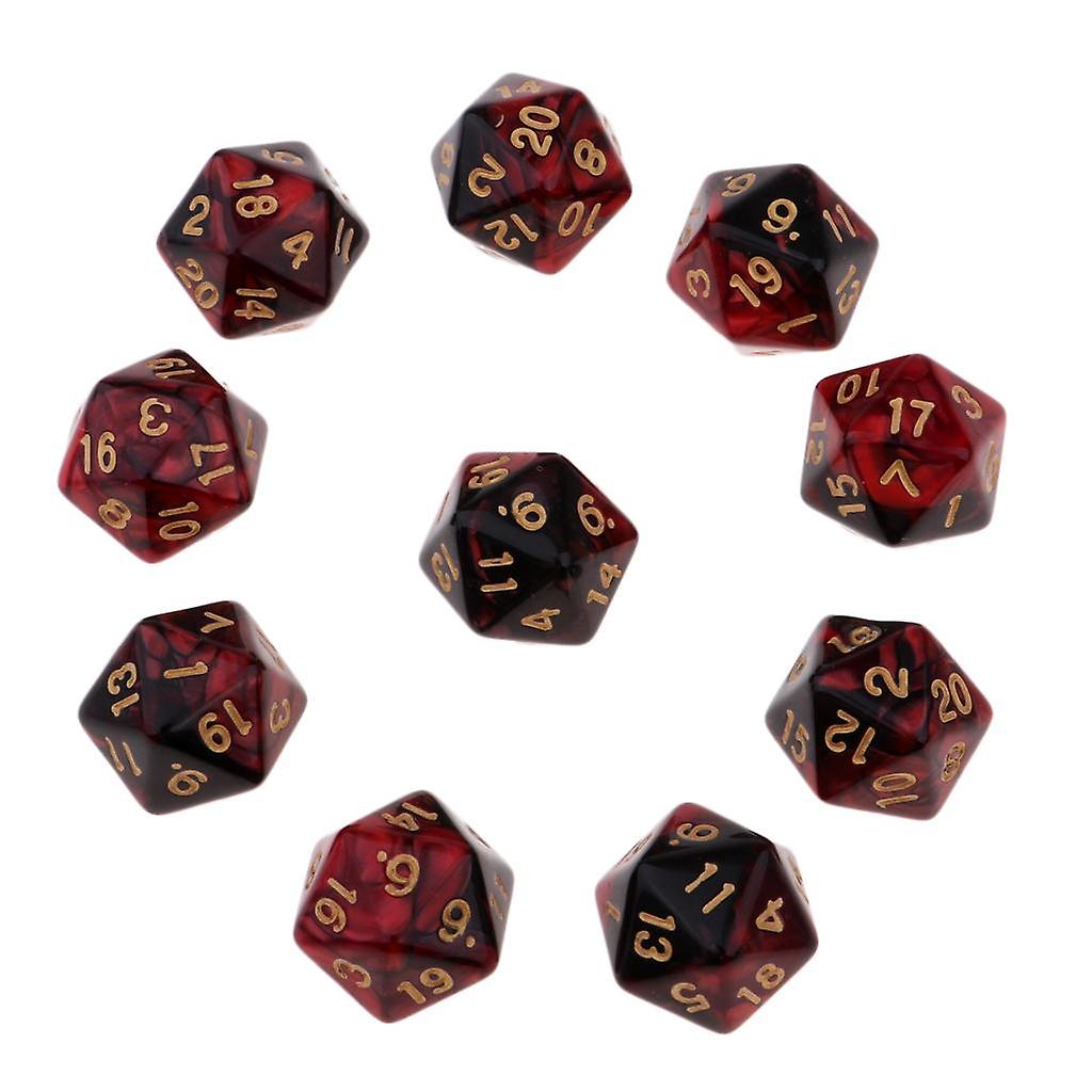 10pcs 20-Sided Dice Polyhedron Dices for D&D TRPG Cup Game Blue + Grey