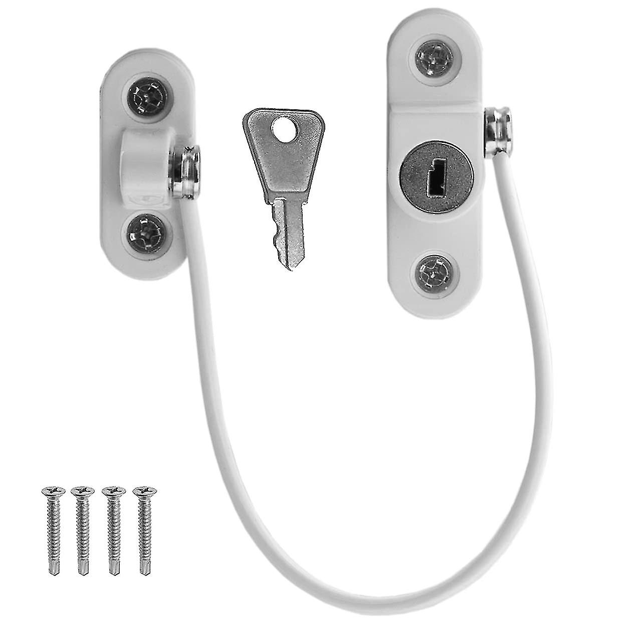 2 X Cable Restrictor Lock For Upvc Windows Ventilation Lock - Child Baby Safety Extra Security Wire - With Screws