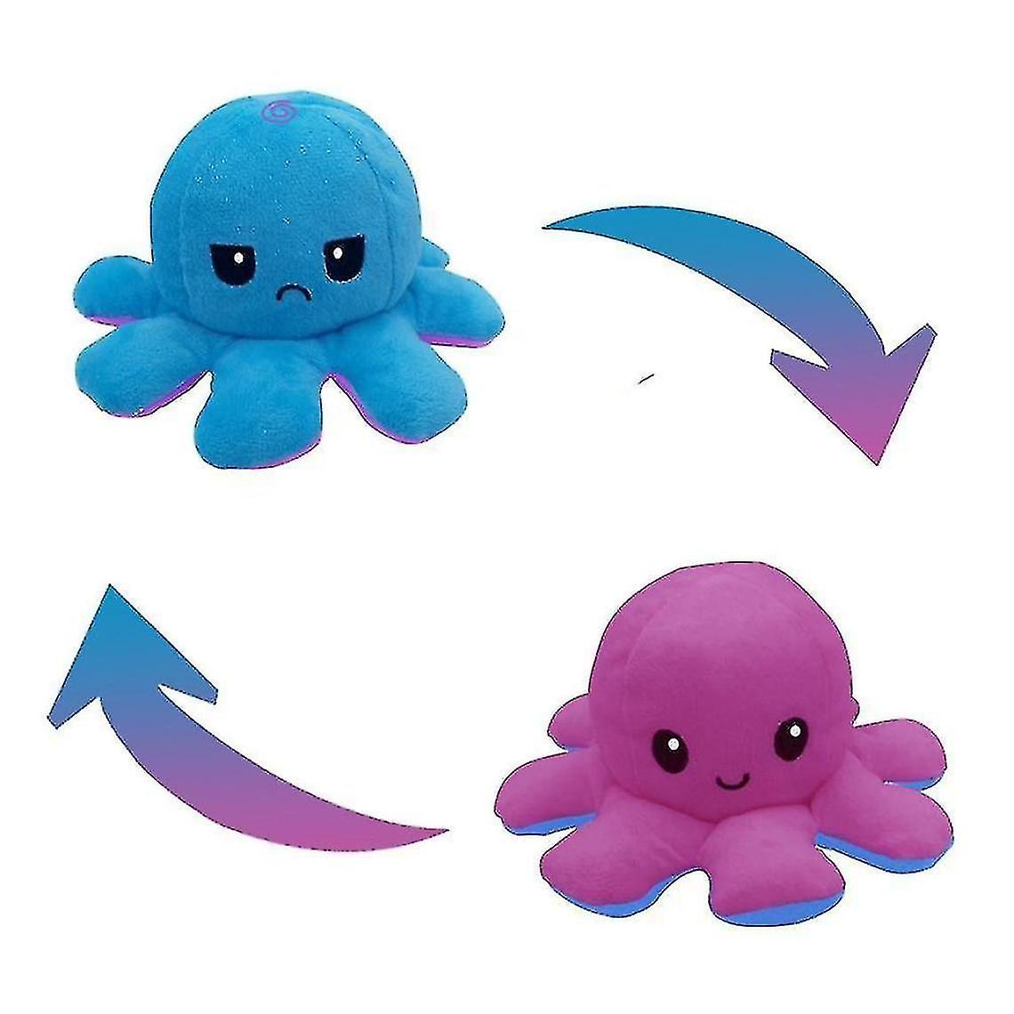 Octopus Design, Reversible Plush And Stuffed Doll Typurple+blue