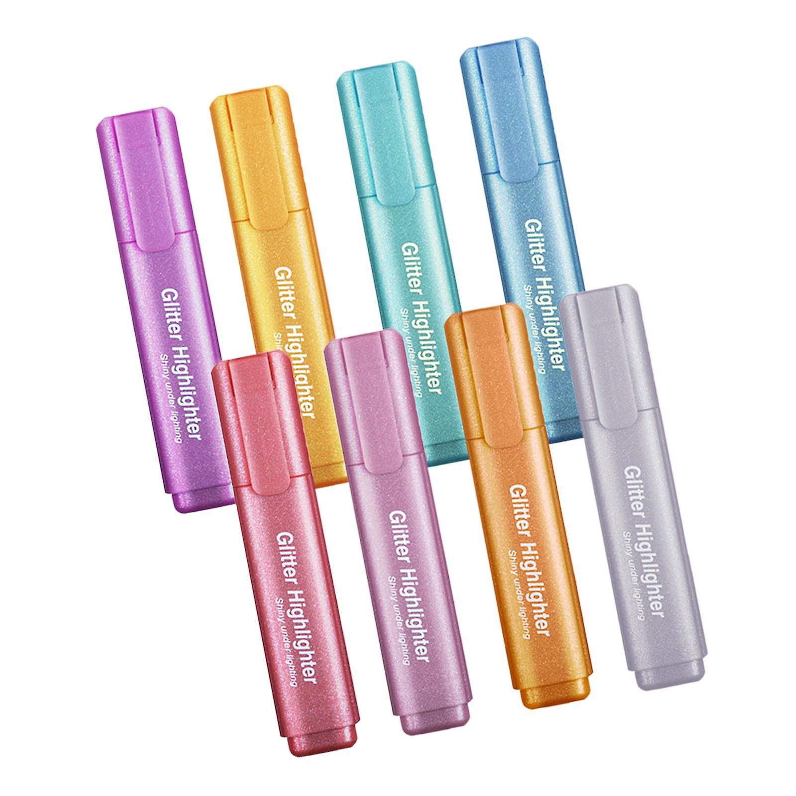 8x Assorted Colour Highlighter Marker Pens Fluorescent Chisel Tip Office