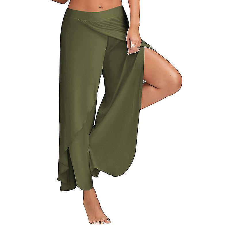 Women's Yoga Pants Hippie Flowy Slit Trousers Harem Palazzo Yoga Split Pants Loose Wide Leg Plus Size Multi-color Optional