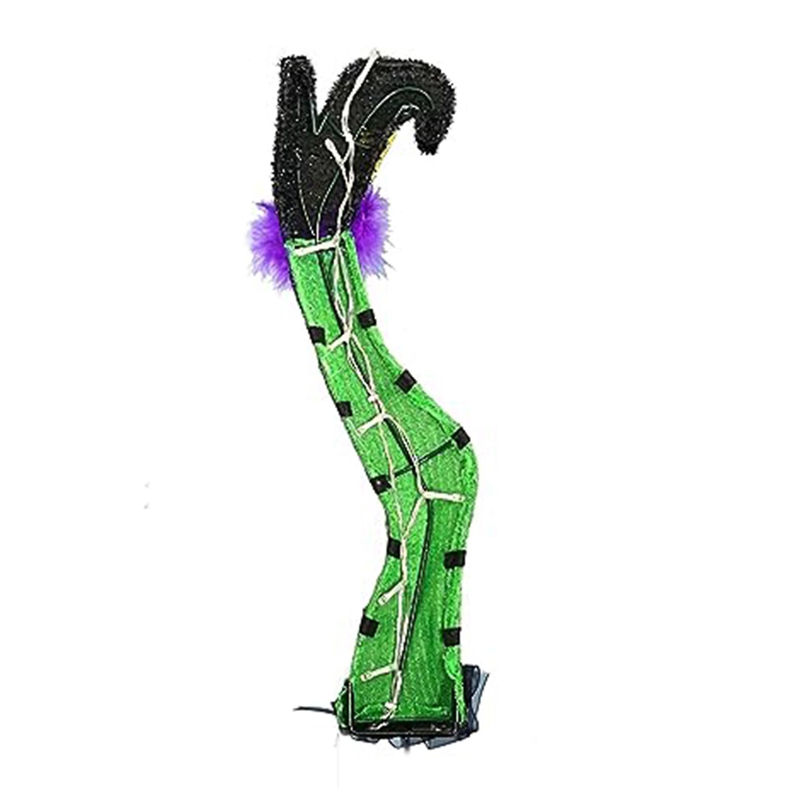 Light Up Witch Stakes Prop 2pcs Funny Halloween Witch Decorations With Timer For Outdoor Garden Lawn Party Decor