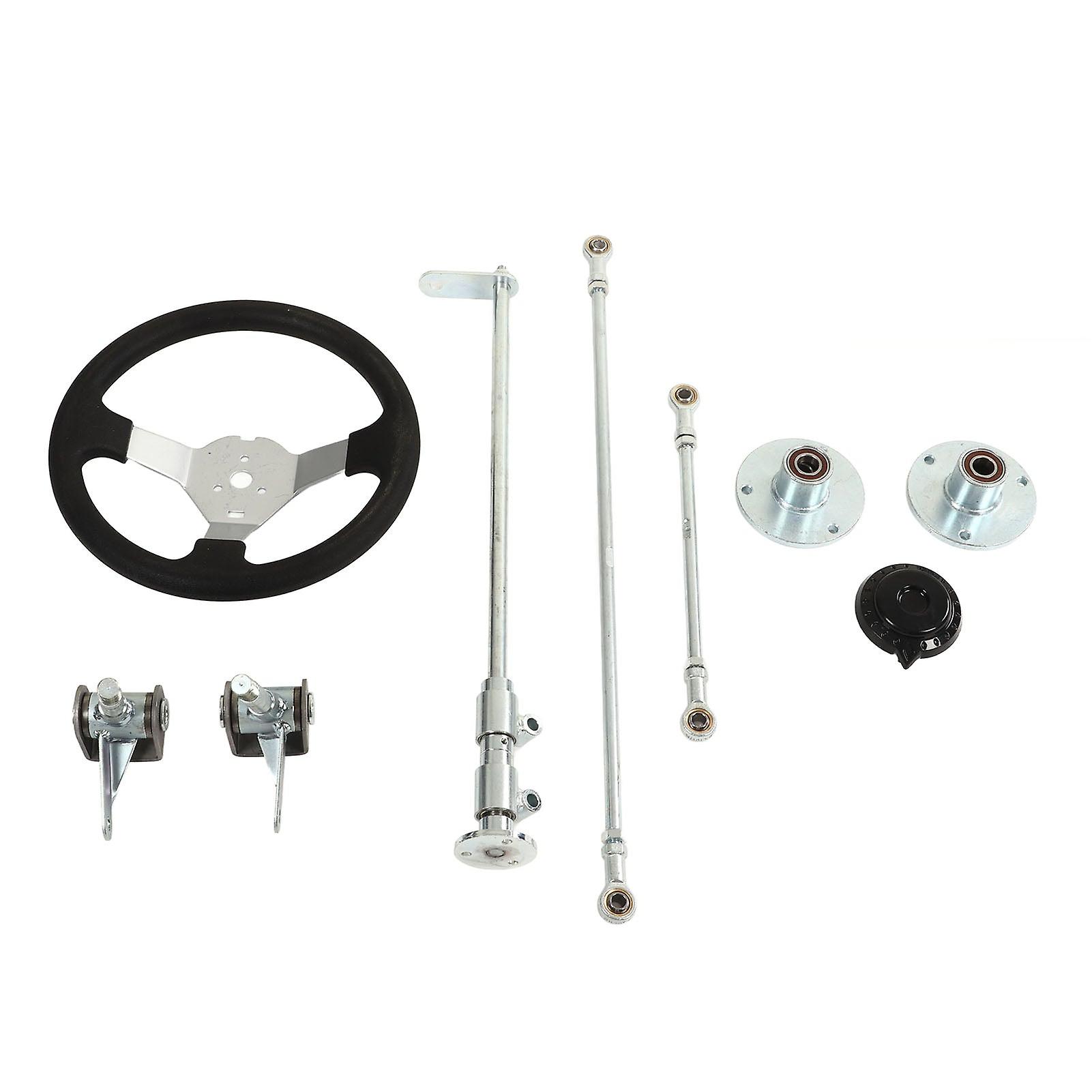 Tie Rod Ball Joint Kit Go Karts Steering Wheel Kit Long Service Life Better Grip High Performance 300mm For 150cc‑250cc Engine