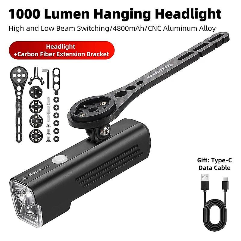 West Biking Bicycle High/low Beam Headlights Rechargeable 4800mah Front Light General/hanging Double Mounting Cycling Flashlight