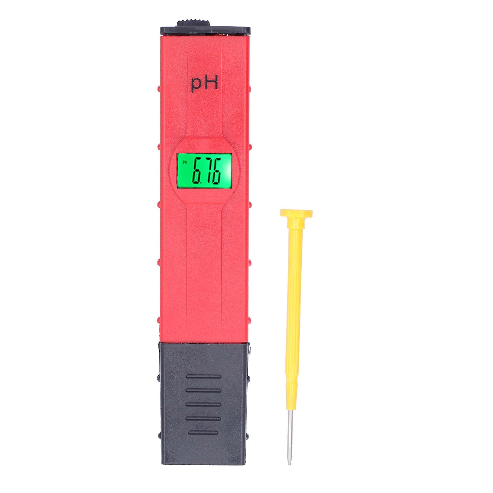 Portable Backlit Digital pH Tester, ATC High Accuracy Acidity Meter, pH Test Pen for Water and Soil, Red