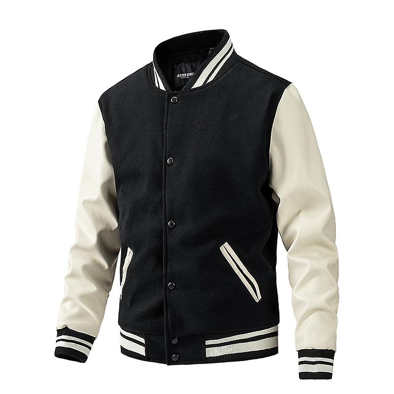 Men's Casual Slim Fit Cotton Lettered Baseball Jacket