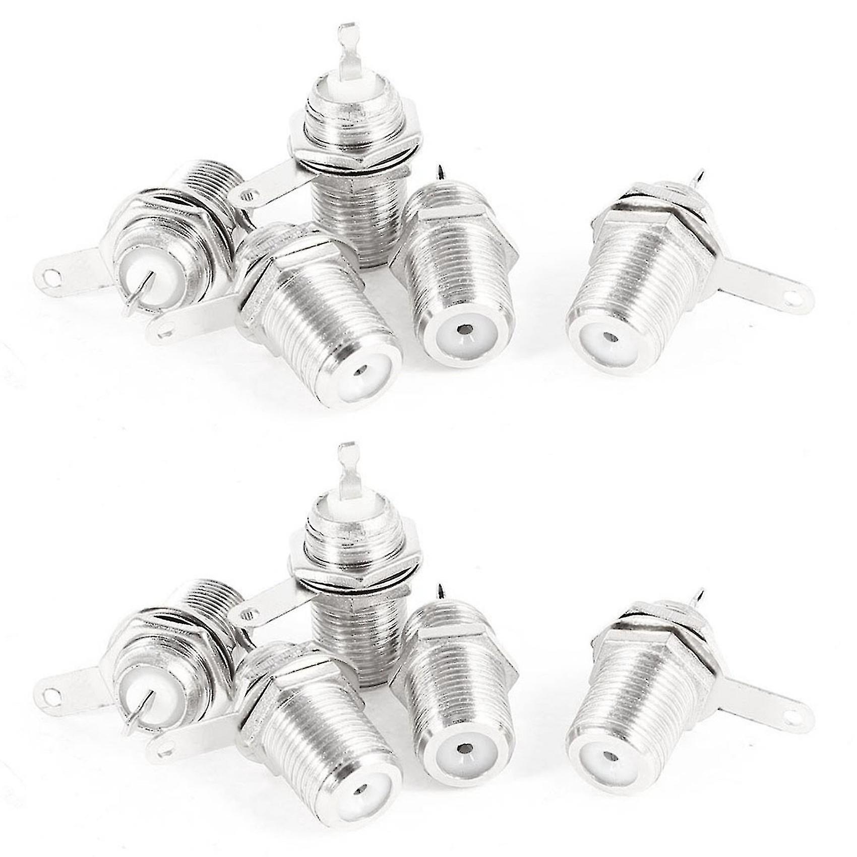 10 Pcs F Type Panel Mounted Socket Female Jack Solder Connector Adapter