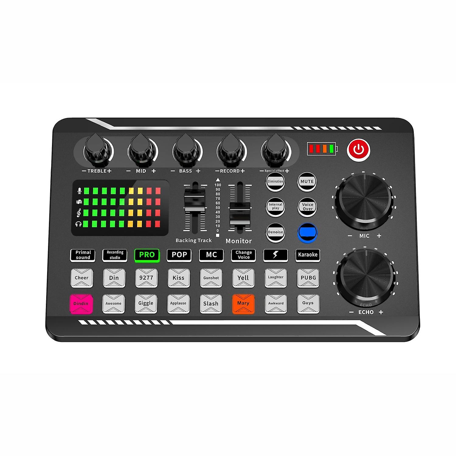F998 Sound Card Professional Volume Adjustable USB Live Stream Audio Card Adapter for PC