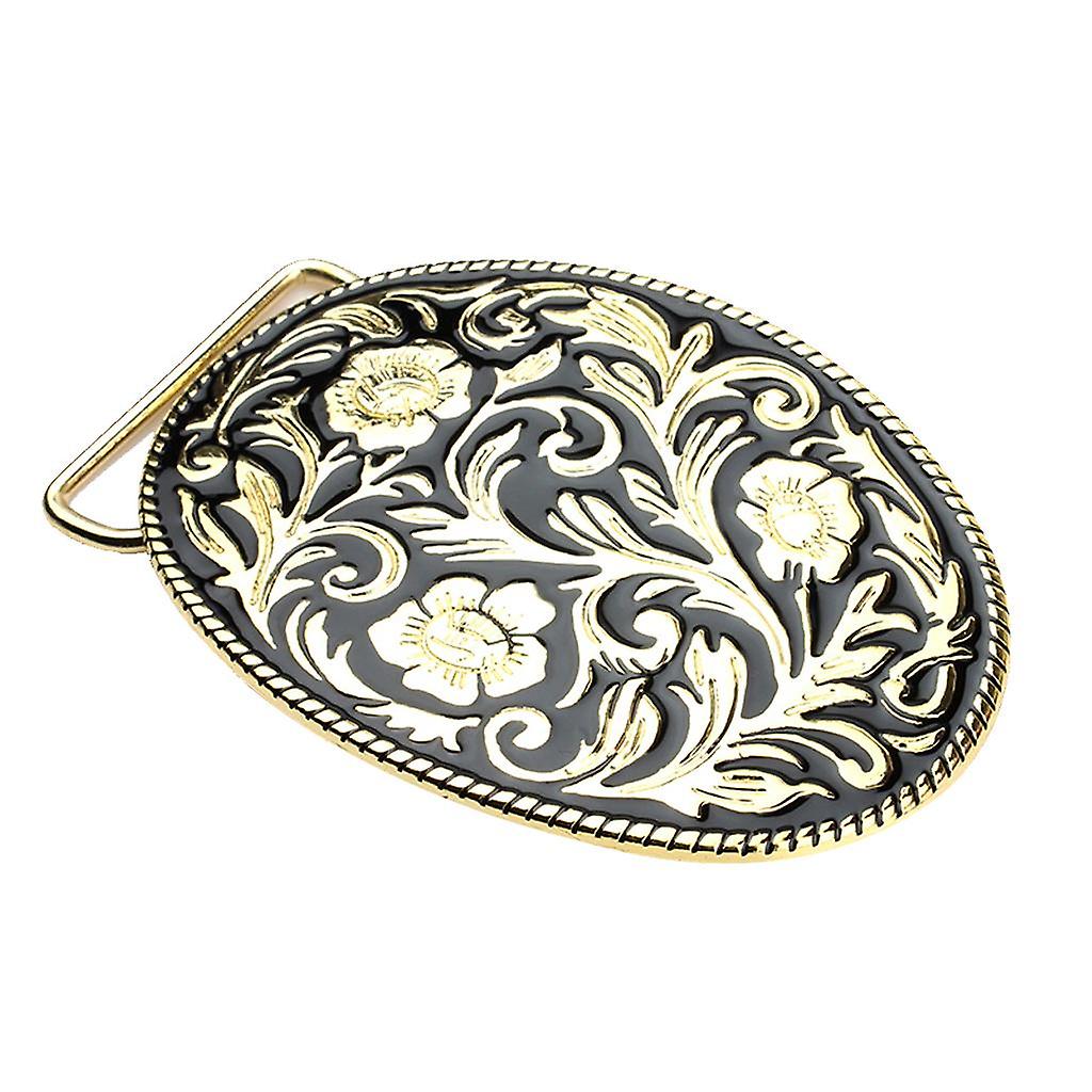 Exquisite Embossed Golden Ancient Tang Grass Pattern Belt Buckle Classical