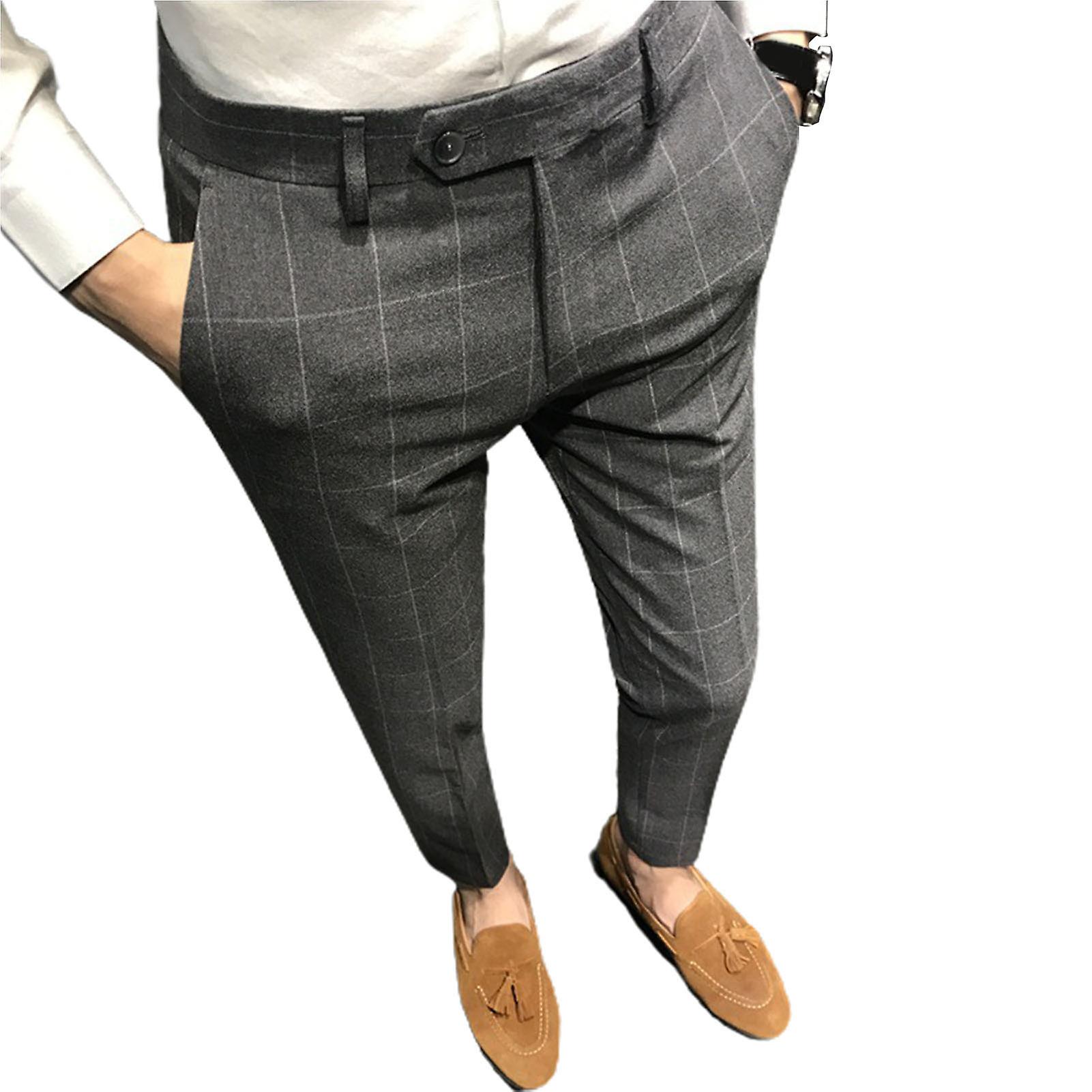 Fianao Men Suit Pants Plain Straight Slim Business Men Trousers for Work