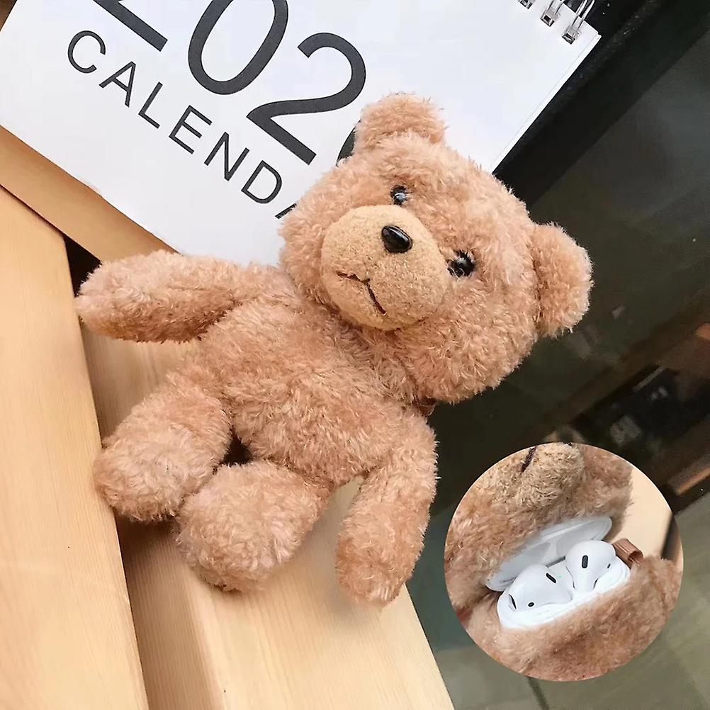Cute 3D Brown Bear Plush AirPods Case - Durable, Portable, and Perfect for Gifting