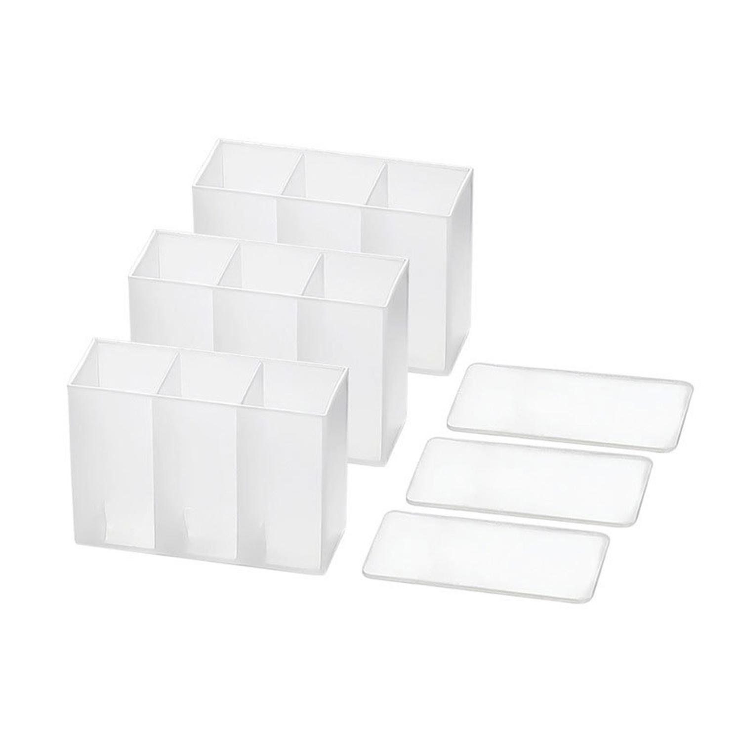 2/3Pcs Storage Box Punch Free Three-part Grid Wall Mounted Eyebrow Pencil Lipstick Storage Rack Bedr