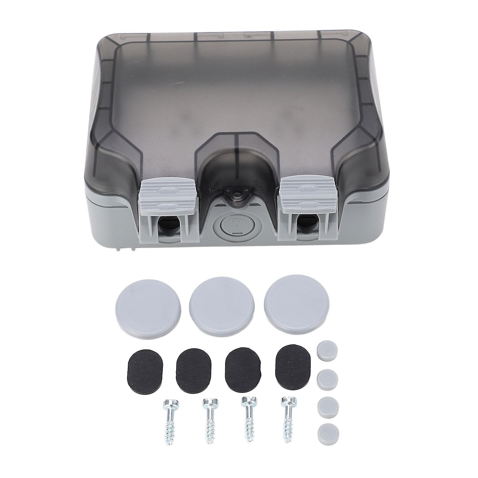 Outdoor IP66 Waterproof Wall Power Socket – 2 Socket Rainproof Outdoor Electrical Outlet 15A, For Garden & Patio