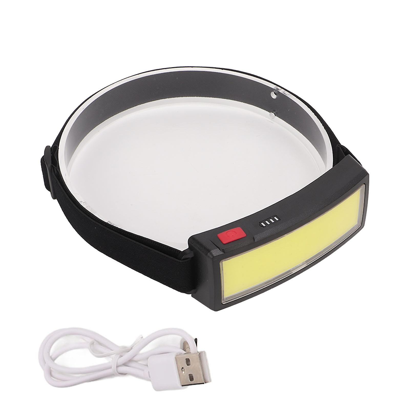 Lampe frontale COB rechargeable par USB, légère, haute luminosité, à LED, pour la pêche, le camping, l'équitation de nuit