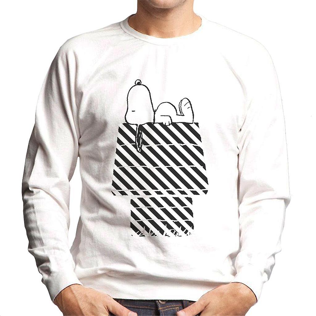Peanuts Snoopy Black And White Stripe Kennel Men's Sweatshirt