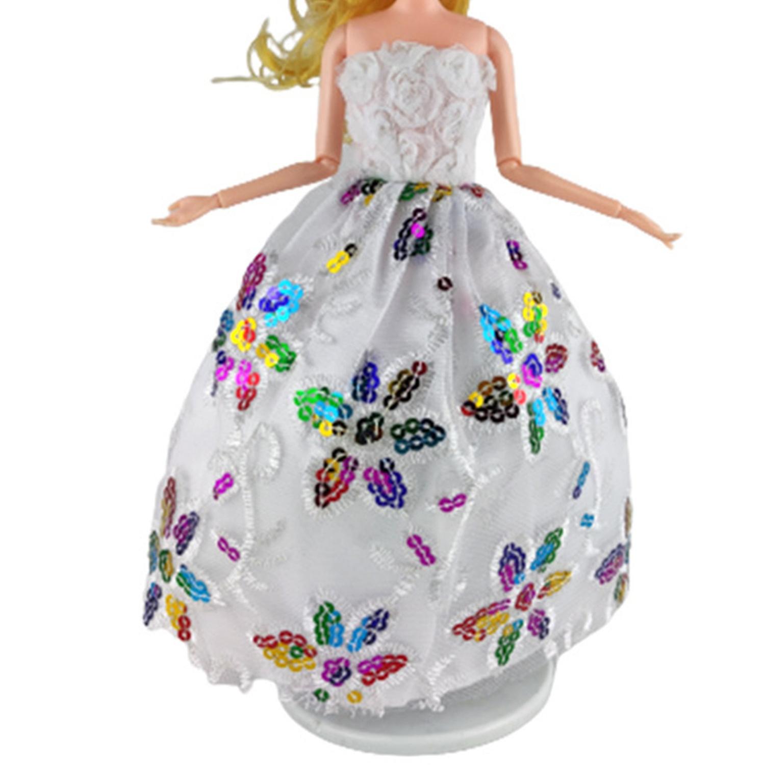 Doll Long Dress Smooth Surface Delicate Craft Replaceable Girl Doll Wedding Dress for Children
