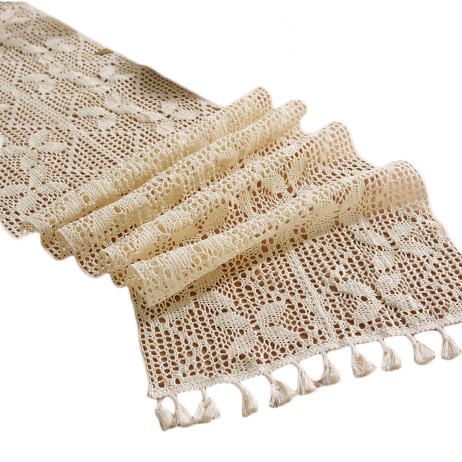 Table Runner with Tassels Hollow Design Boho Style Table Cover for Home Rustic Farmhouse Decorations